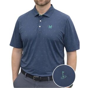 KJUS Men's Performance Polo Shirt Size XXL Blue With Pin Flags NWT